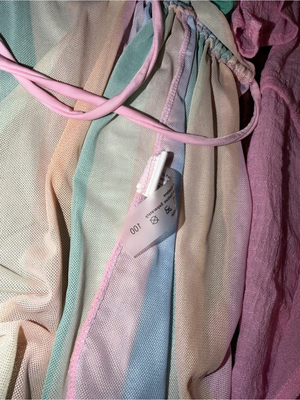 Girls' Pink Tie-Waist Top and Pastel Rainbow Cover-Up Set
